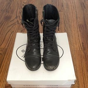 Steven Madden Leather Distressed Combat Boot
